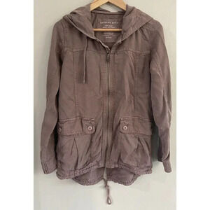 American Eagle Full Zip Jacket Drawstring Mauve Purple Small S